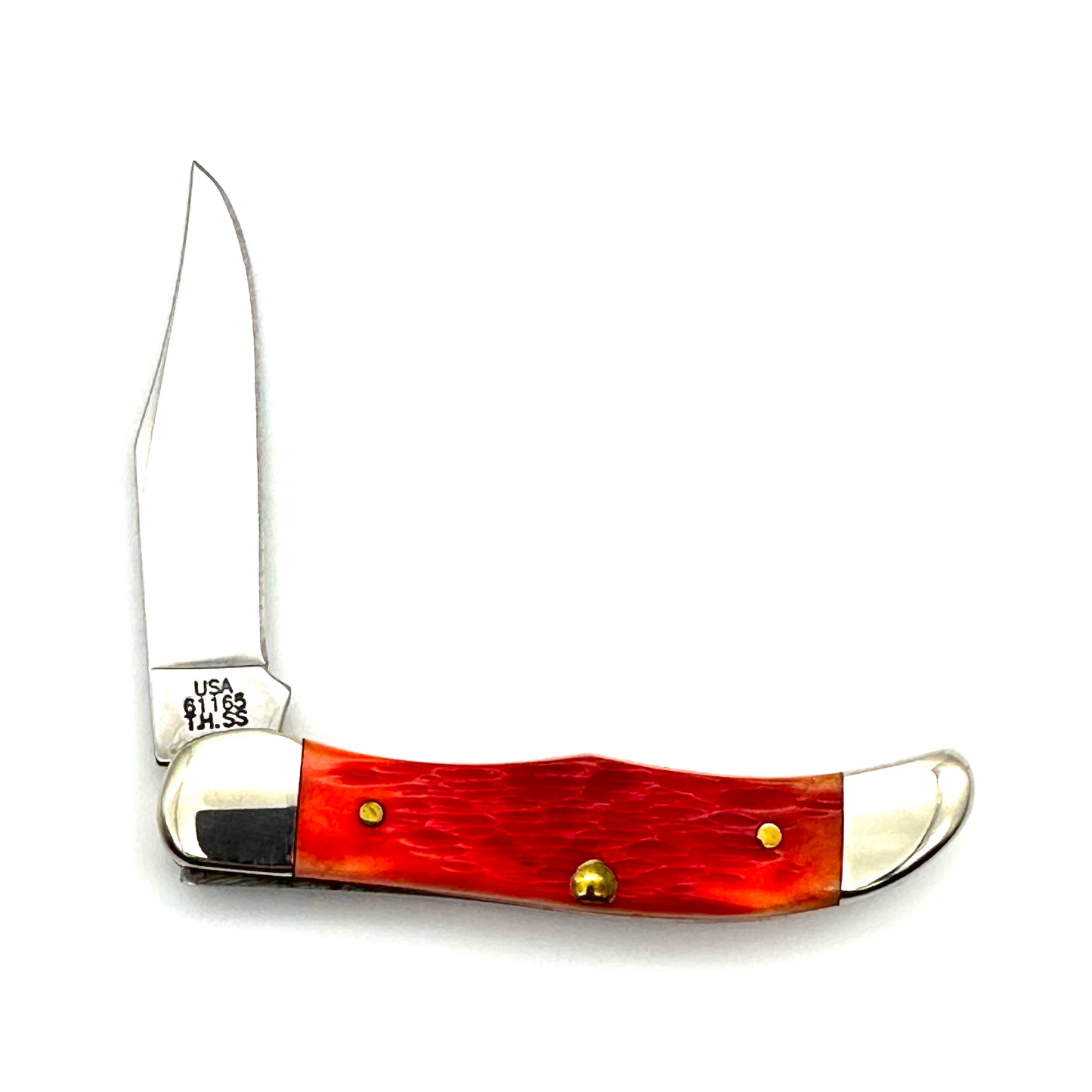 Case XX Pocket Hunter Folding Knife - Orange Blaze Bone Handles - TH61165 - 2010