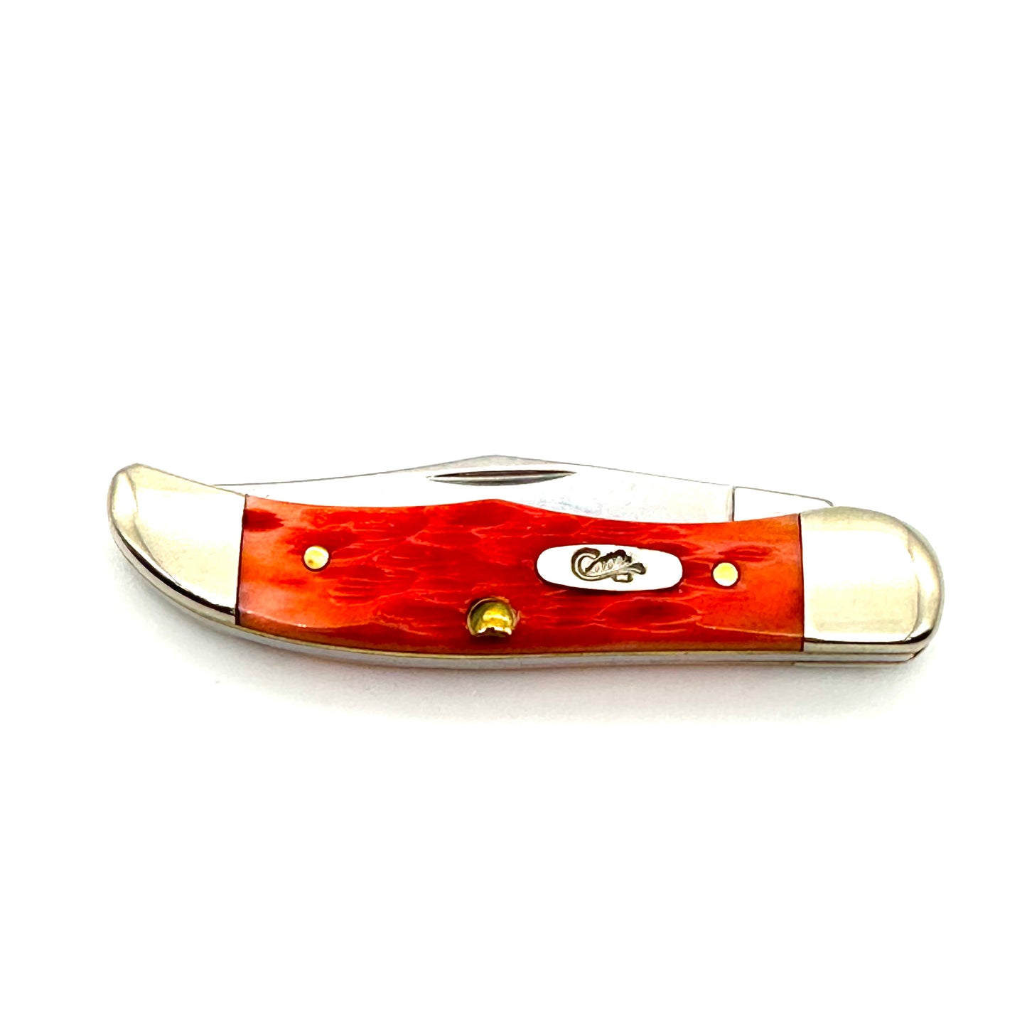 Case XX Pocket Hunter Folding Knife - Orange Blaze Bone Handles - TH61165 - 2010