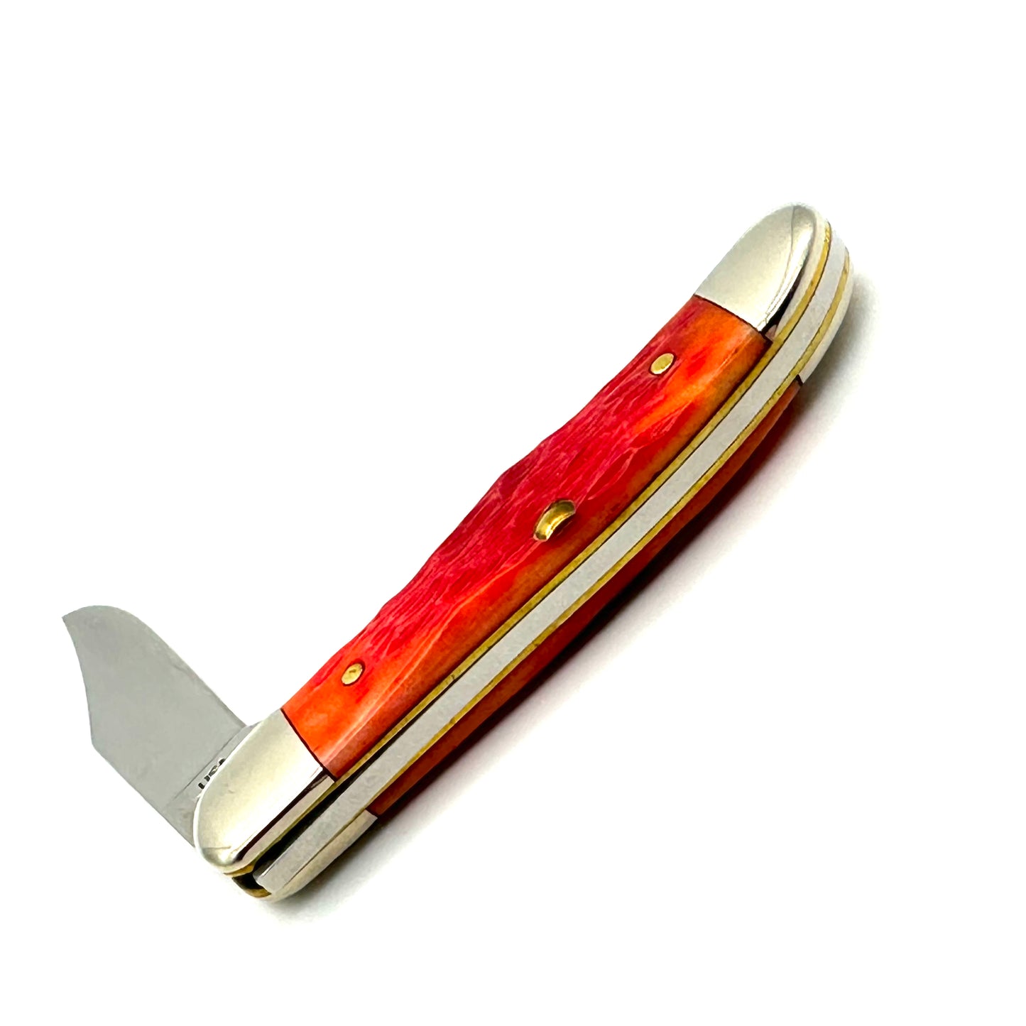 Case XX Pocket Hunter Folding Knife - Orange Blaze Bone Handles - TH61165 - 2010