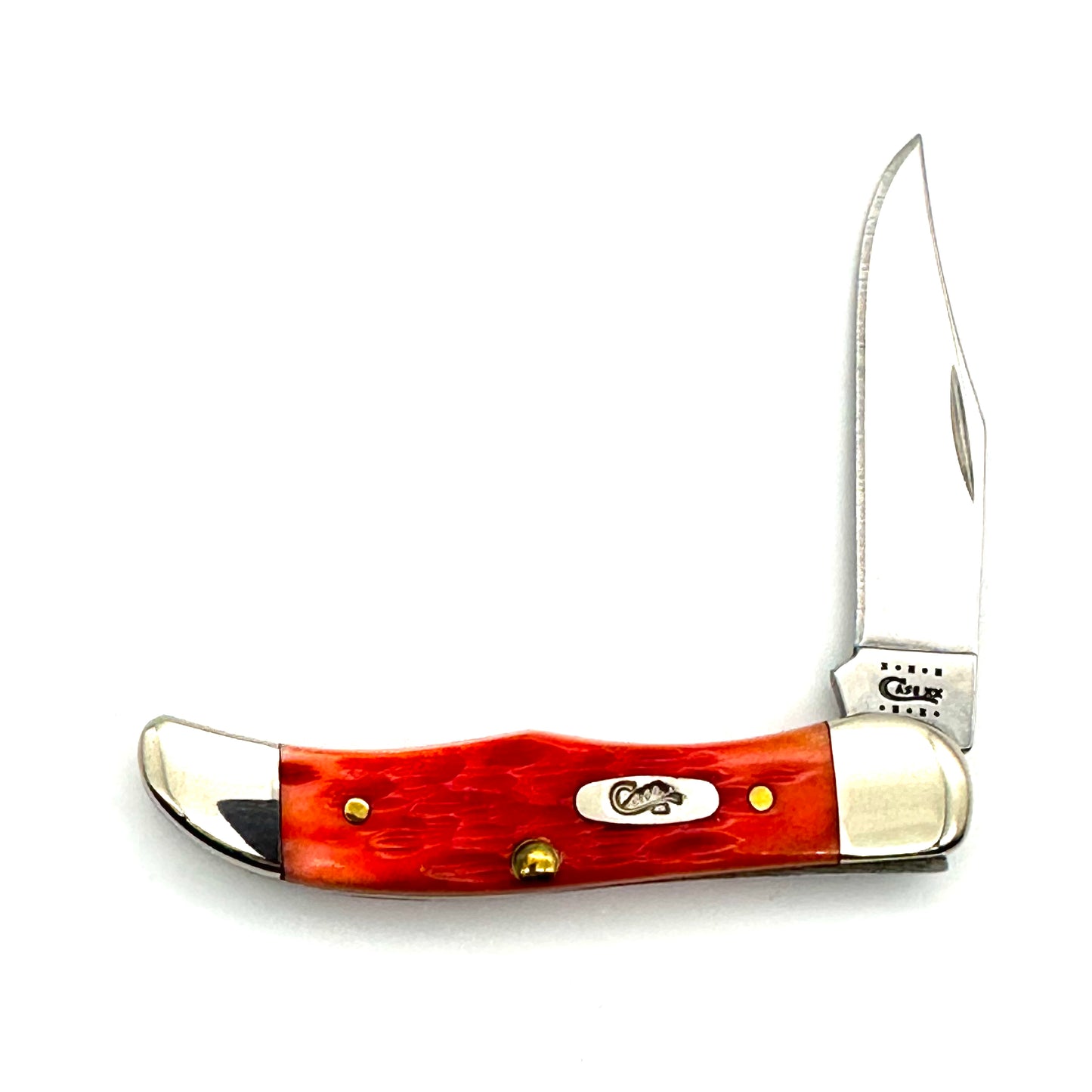 Case XX Pocket Hunter Folding Knife - Orange Blaze Bone Handles - TH61165 - 2010