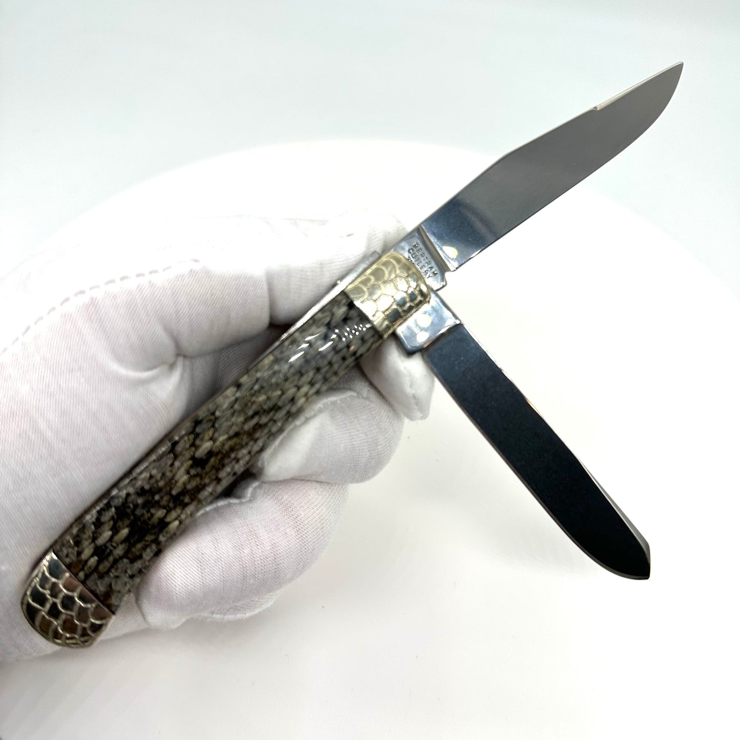 Hen & Rooster Bertram Cutlery 312-JW - Jester’s Wild Trapper - Snake Skin Handles