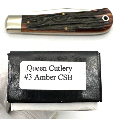 Queen #3 ACSB Mountain Man - Aged Honey Amber Stag Bone - Q2035