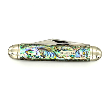 Bulldog USA (GEC) #14 Whittler 3 Blade Folding Knife - Genuine Heart Abalone Handles - 1 of 26 s/n 02 COA - 2009