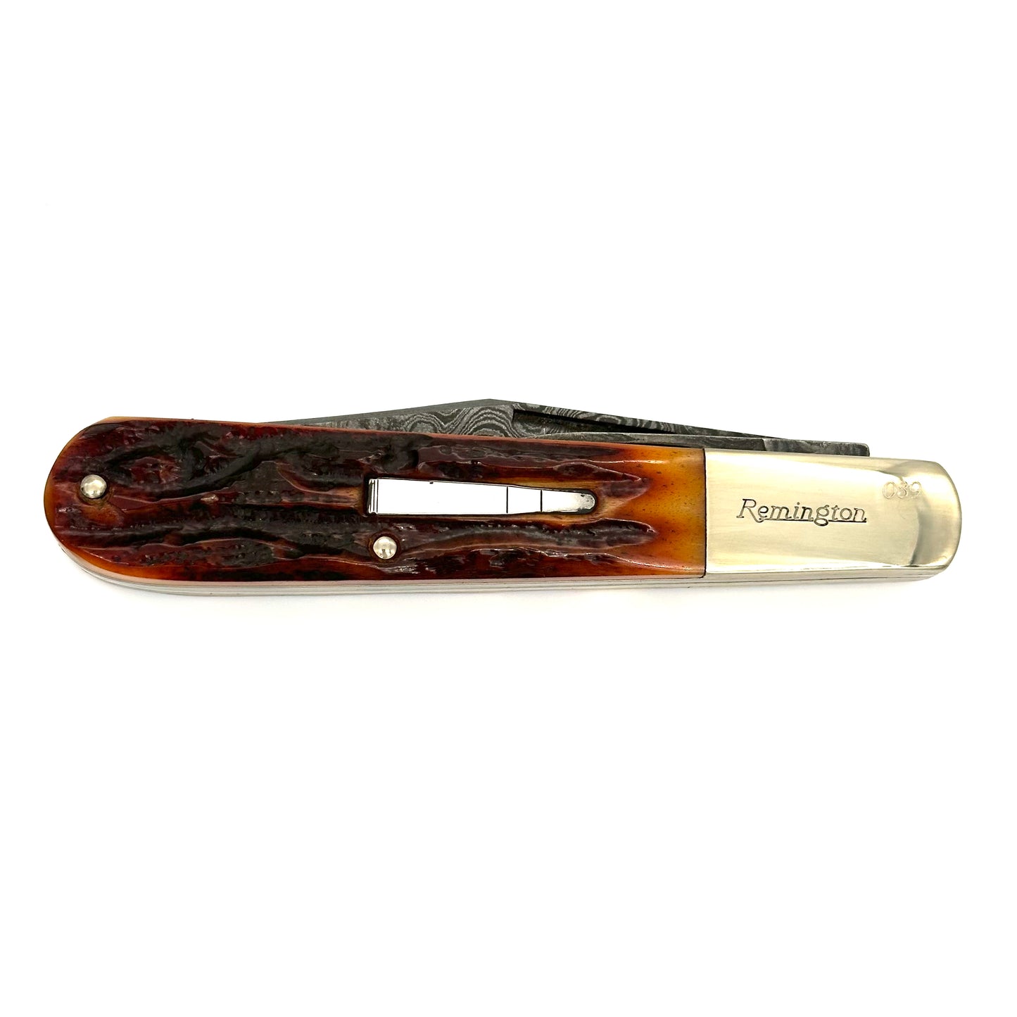 Remington Big Daddy Barlow Bullet - Damascus Blades - Amber Stag Handles - RB-1242D - 2009