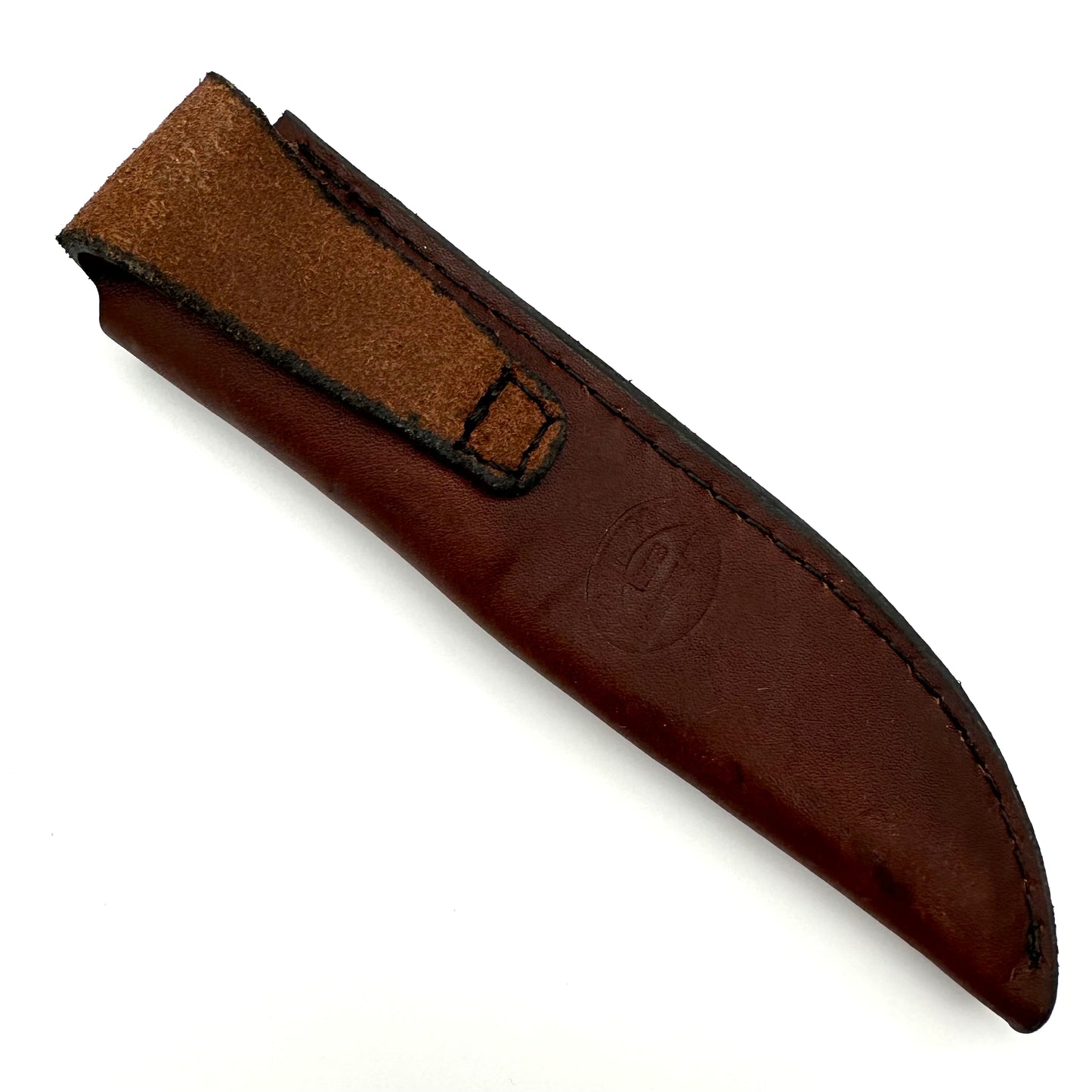 Northwoods Button Hole Bird & Trout Knife - Stacked Leather & Stag Handles