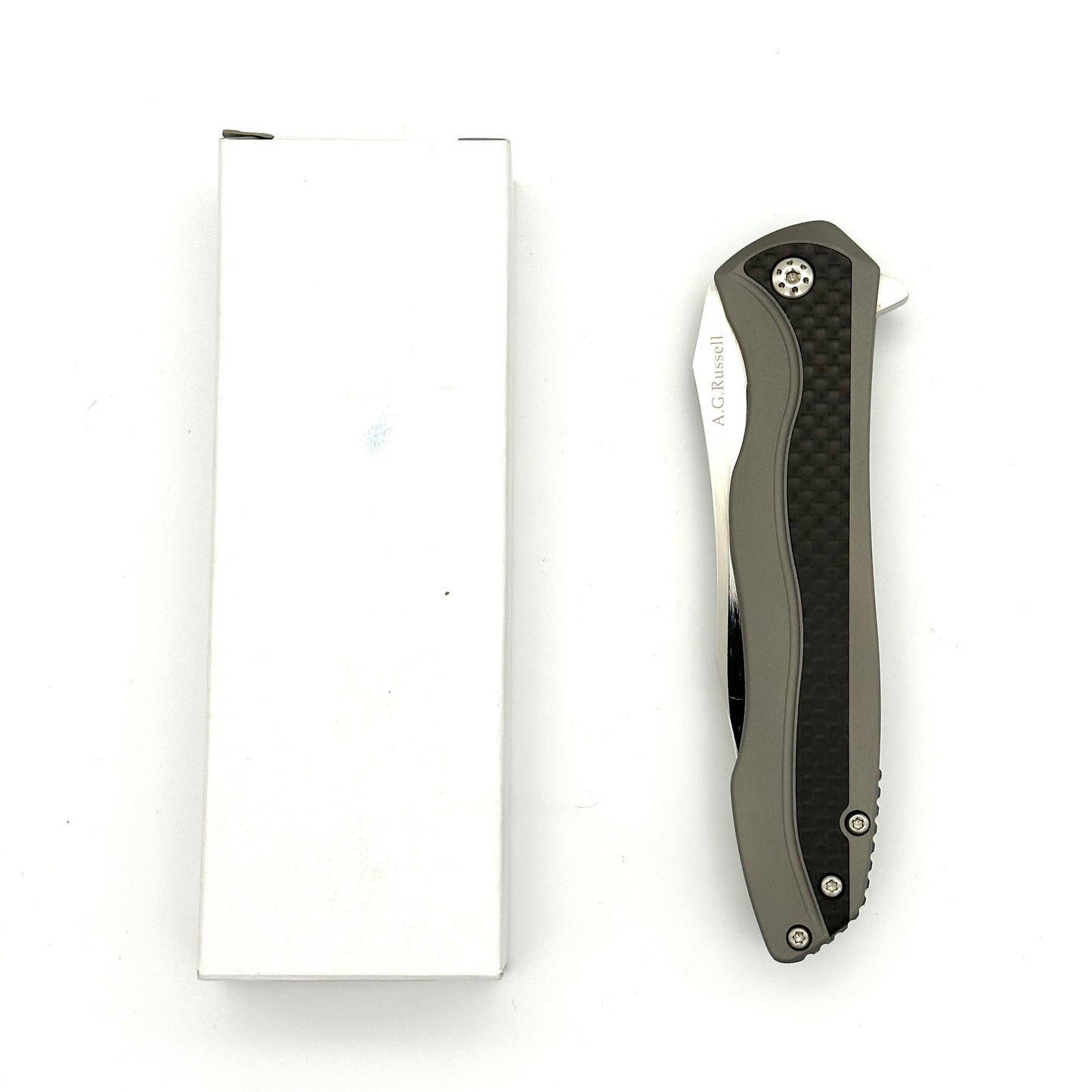 AG Russell Sinuate Frame-Lock - Titanium & Carbon Fiber Handles - AGYH-YQDO47X