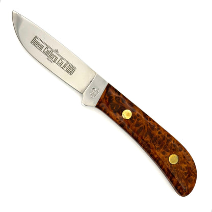 Queen #4180 Premium Drop Point Hunter - Maple Burl Handle