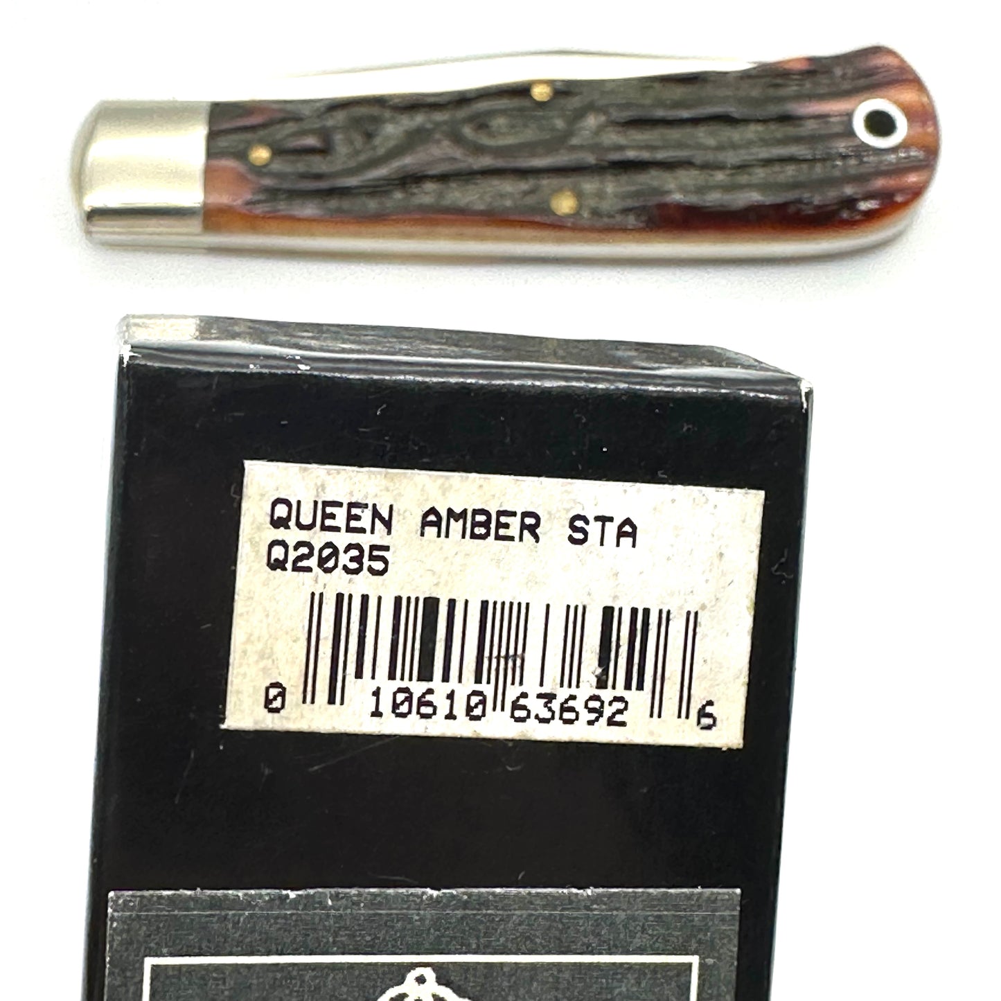 Queen #3 ACSB Mountain Man - Aged Honey Amber Stag Bone - Q2035