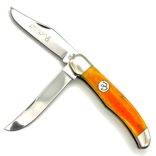 Colonel Coon 39 - 2 Blade Folding Hunter Knife - Smooth Orange Bone Handle - CC39SAGX