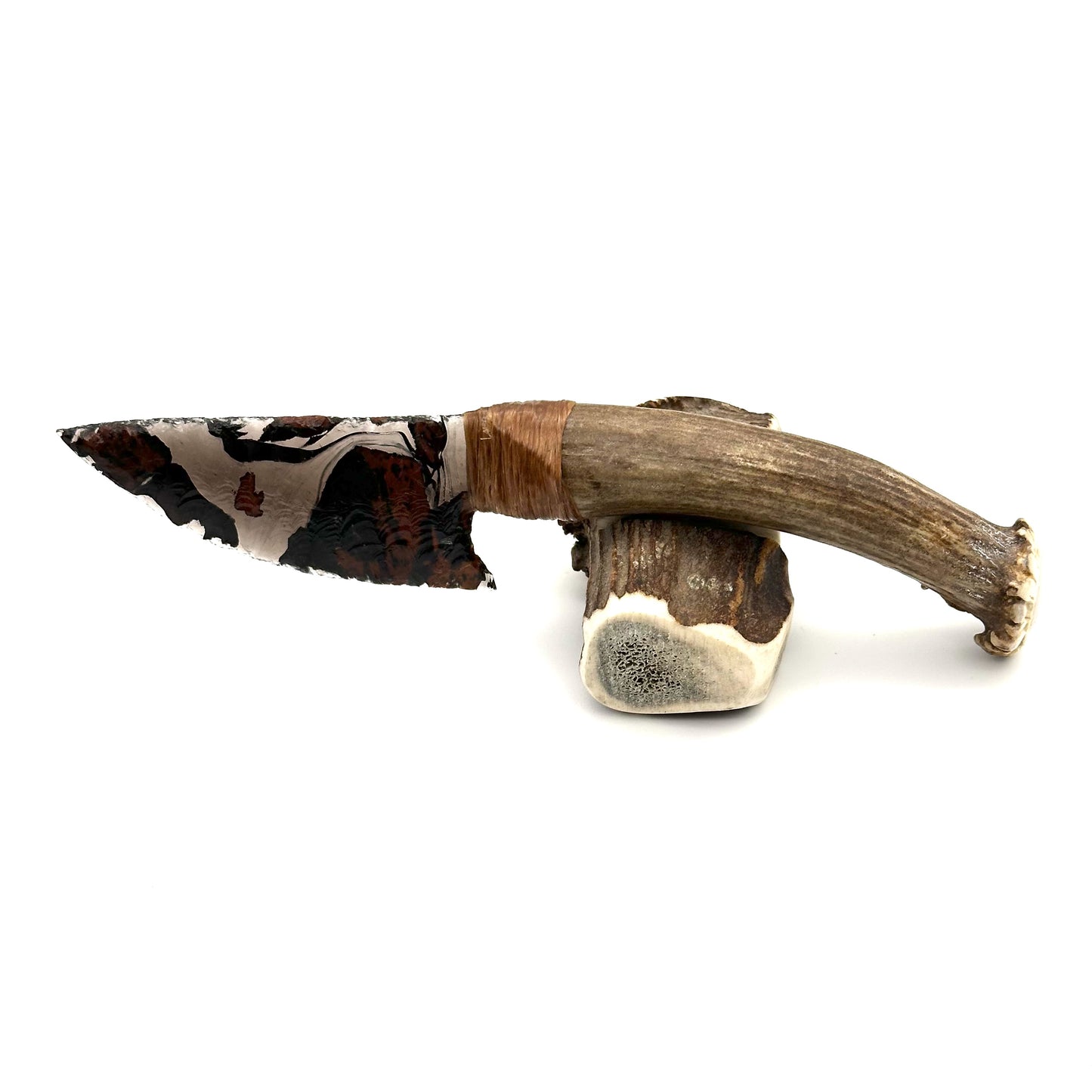 Shawn Kelly Flint Knapped Knife - Deer Antler Handle