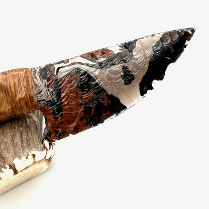 Shawn Kelly Flint Knapped Knife - Deer Antler Handle