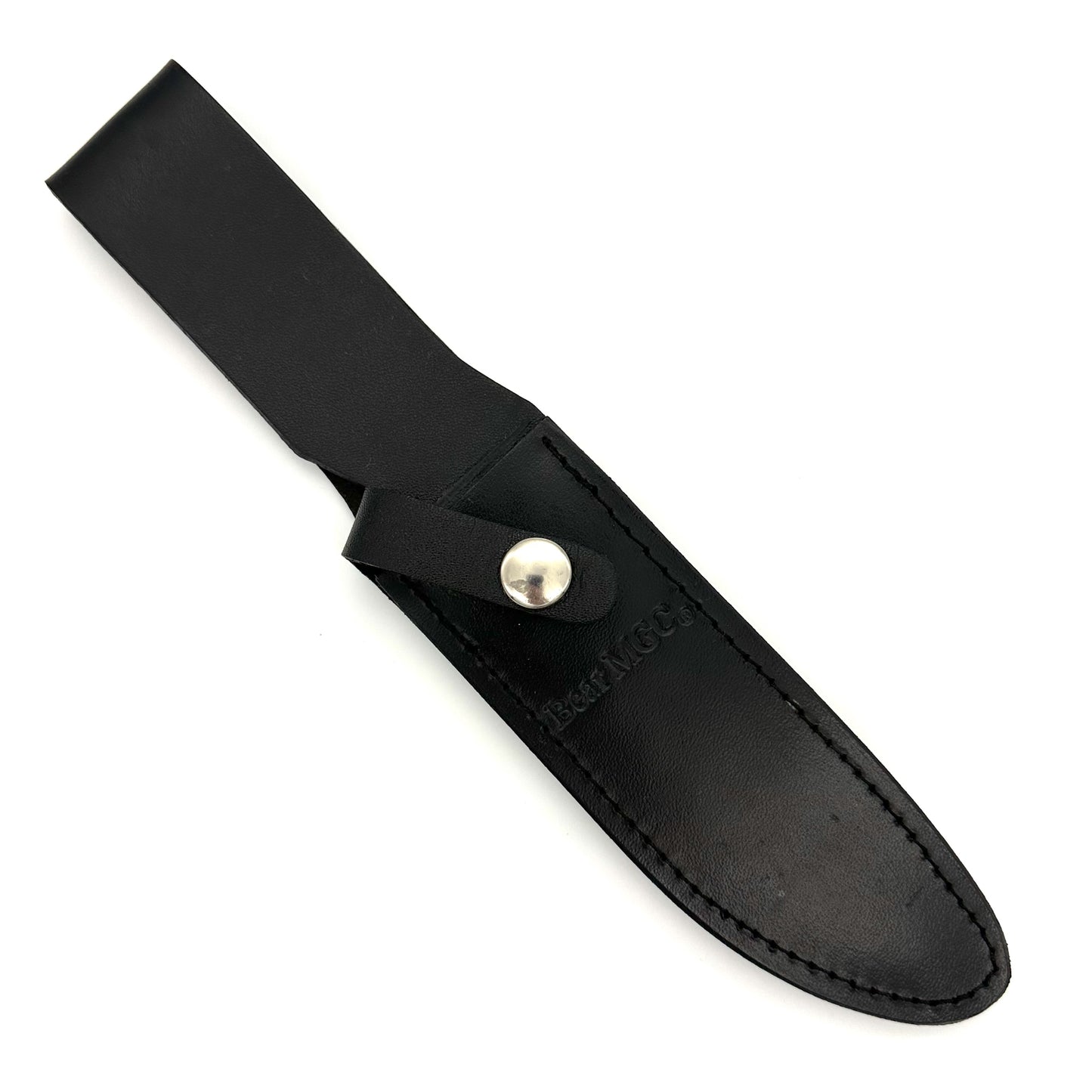 Bear & Son 1 1/2" Double Edge Fixed Blade Knife & Leather Sheath - Stag Bone Handles - 5YB95T