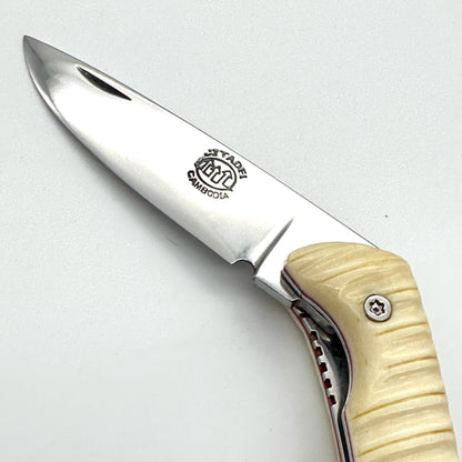 Citadel Kampot Liner Lock Folding Knife - Hand Carved Bone Handles - KC4032