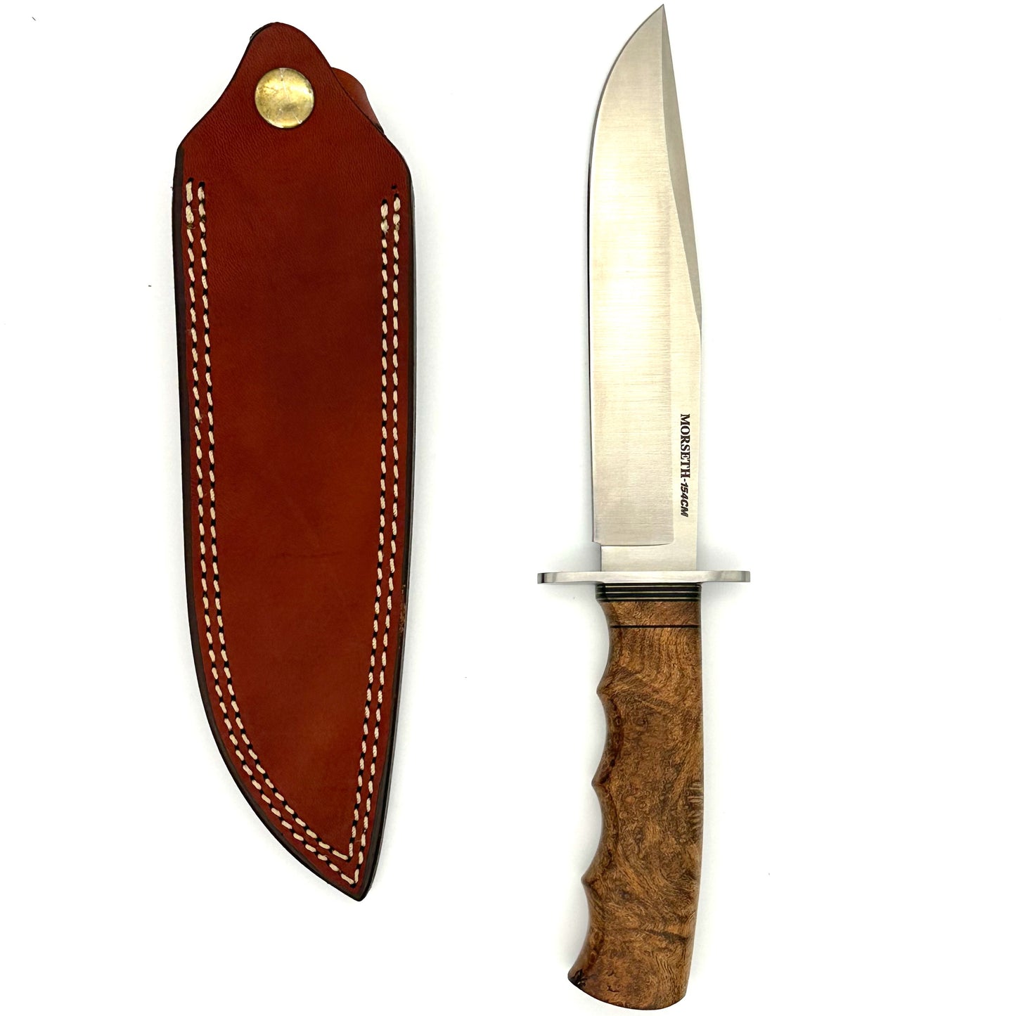 Morseth Model 6 Hunter's Bowie - 154CM Stainless - Burl Wood Handles - 2013 - M6-154-MES