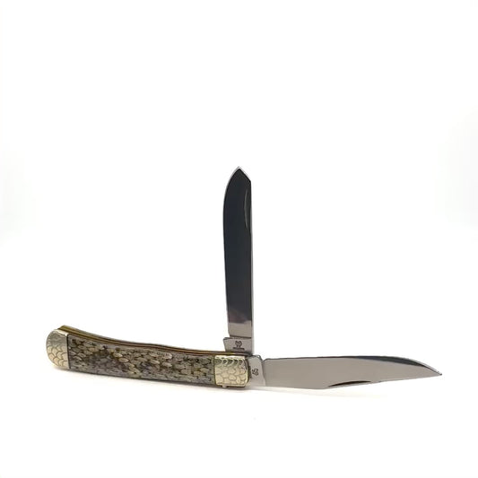 Hen & Rooster Bertram Cutlery 312-JW - Jester’s Wild Trapper - Snake Skin Handles